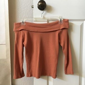 Muted Tangerine Off Shoulder Top