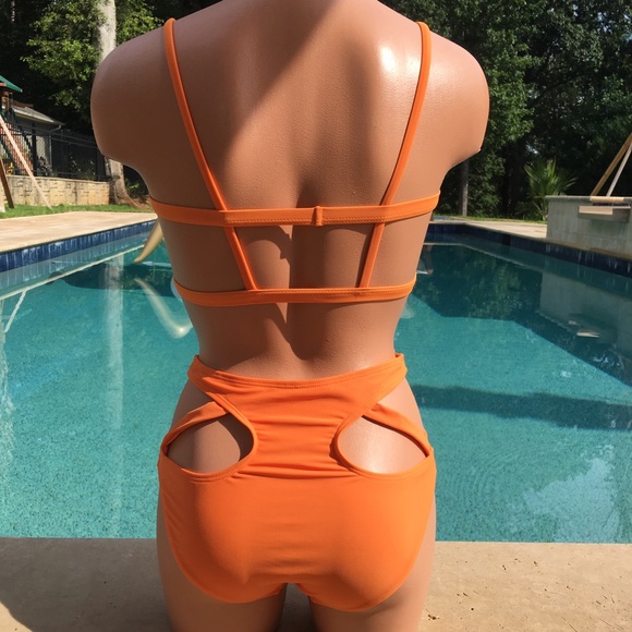Orange CutOut High Waist Bikini (BOTTOMS ONLY) - Picture 6 of 8