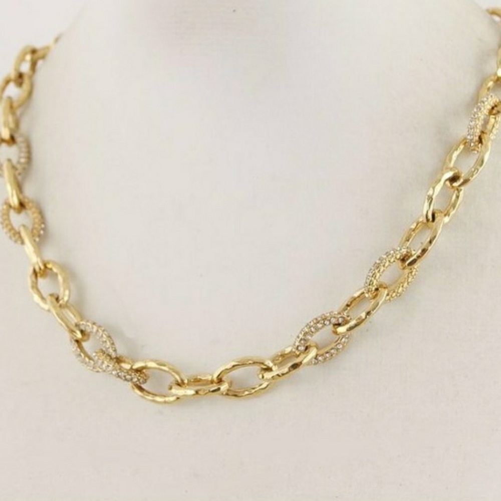 Stella & Dot Christina Link Pave Necklace W box