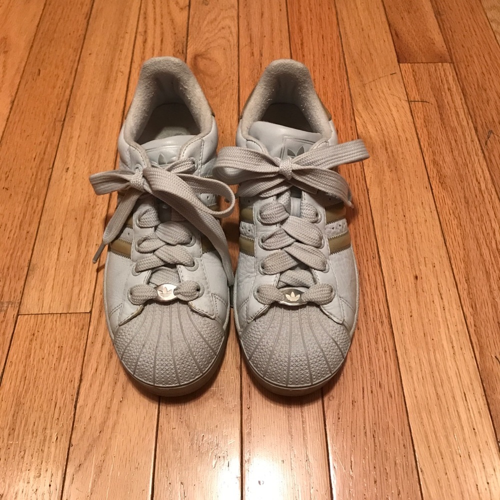 Adidas Superstar sneakers - grey leather w/ gold
