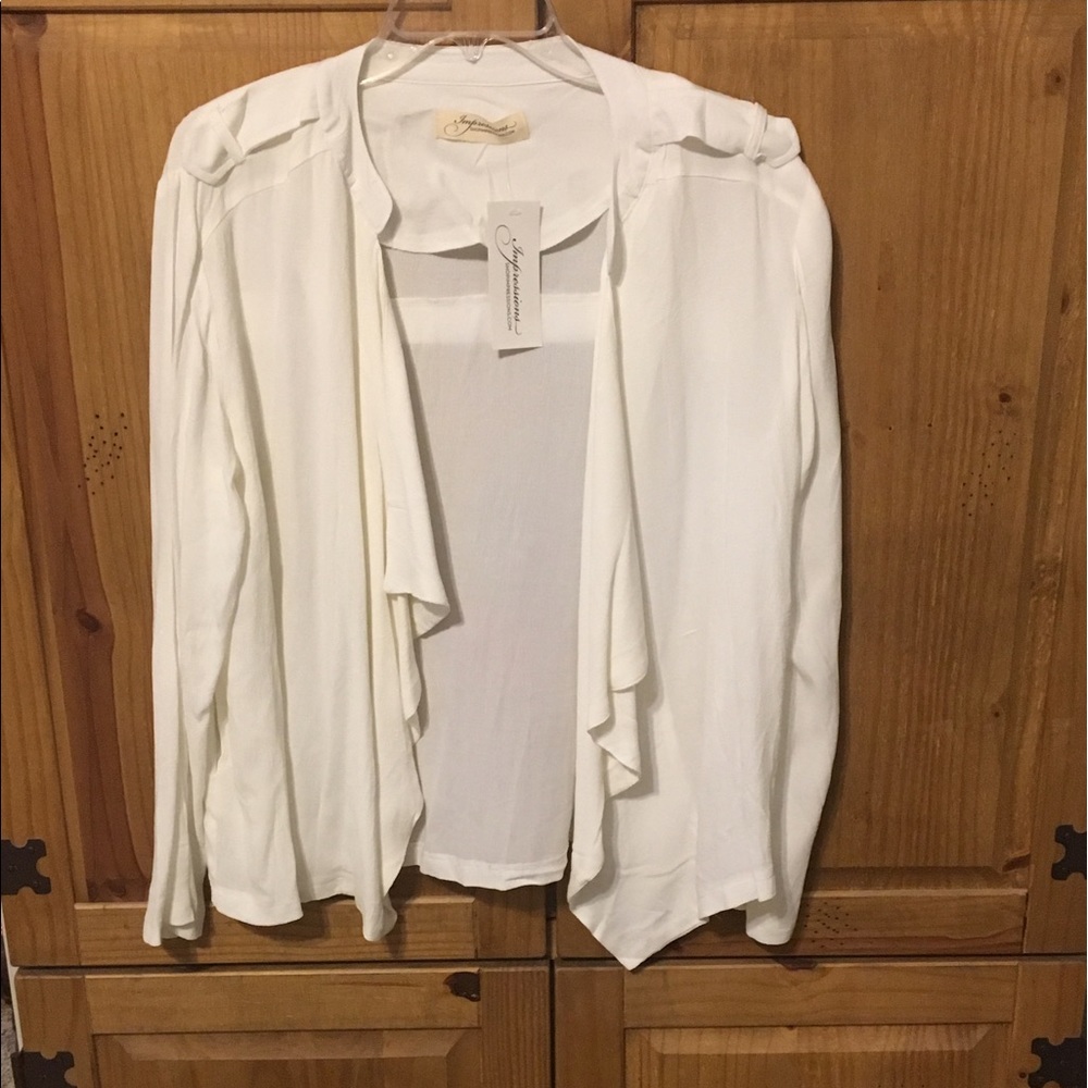 Drape Front White Cardigan