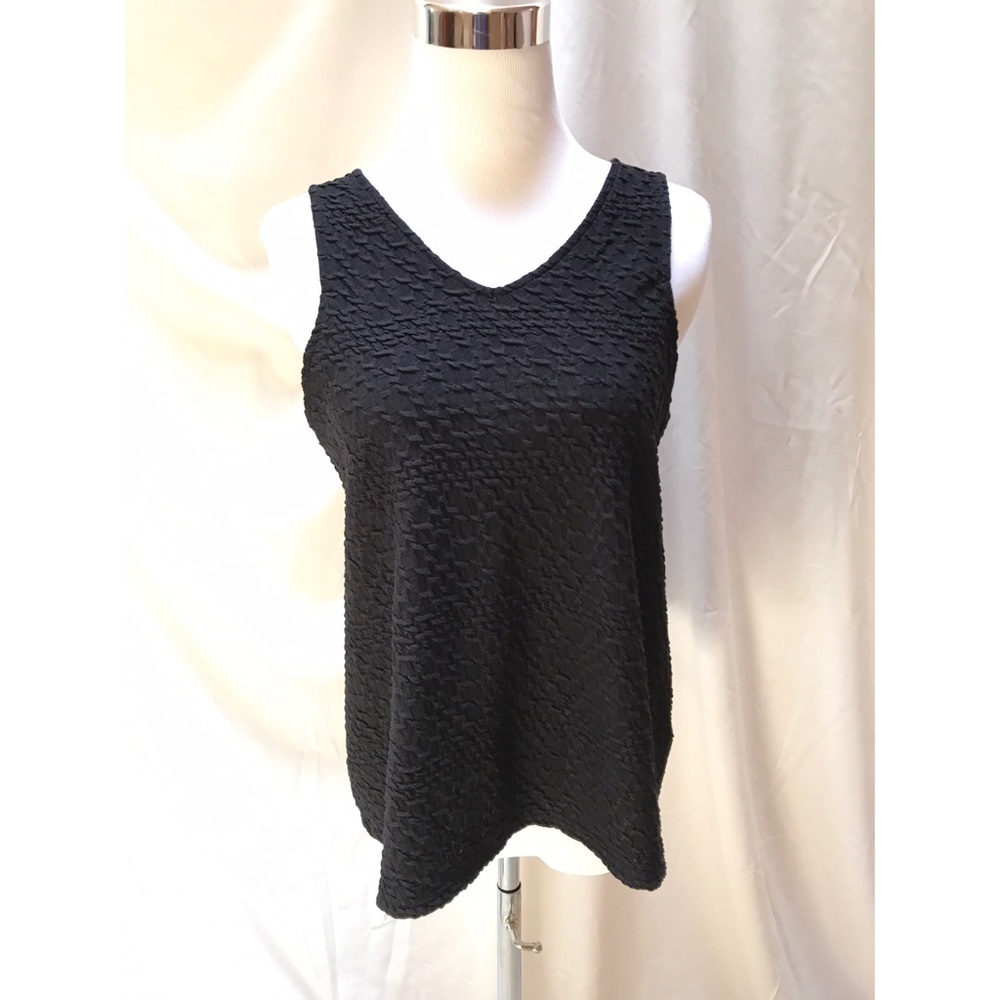 Anthropologie Deletta Black Textured Cross-Back Tank Top Women's Size M