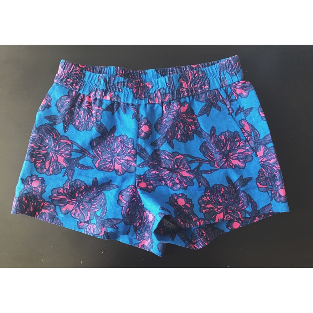Blue and pink patterned jcrew shorts