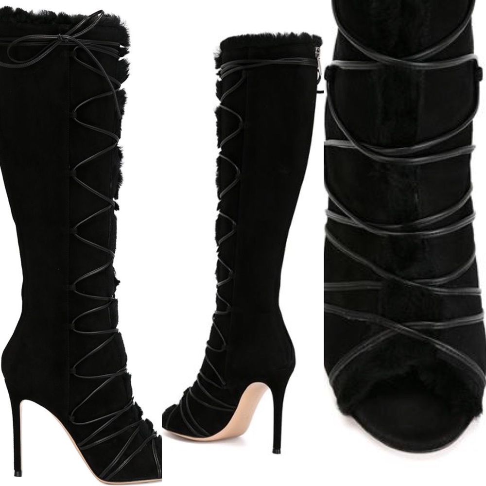 Gianvito Rossi Suede & Shearling Knee-high Boots