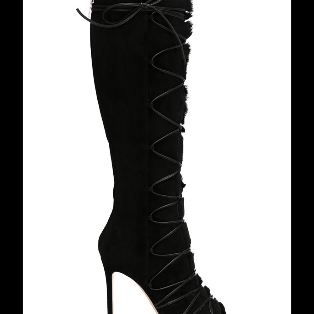 Gianvito Rossi Suede & Shearling Knee-high Boots - Picture 2 of 5