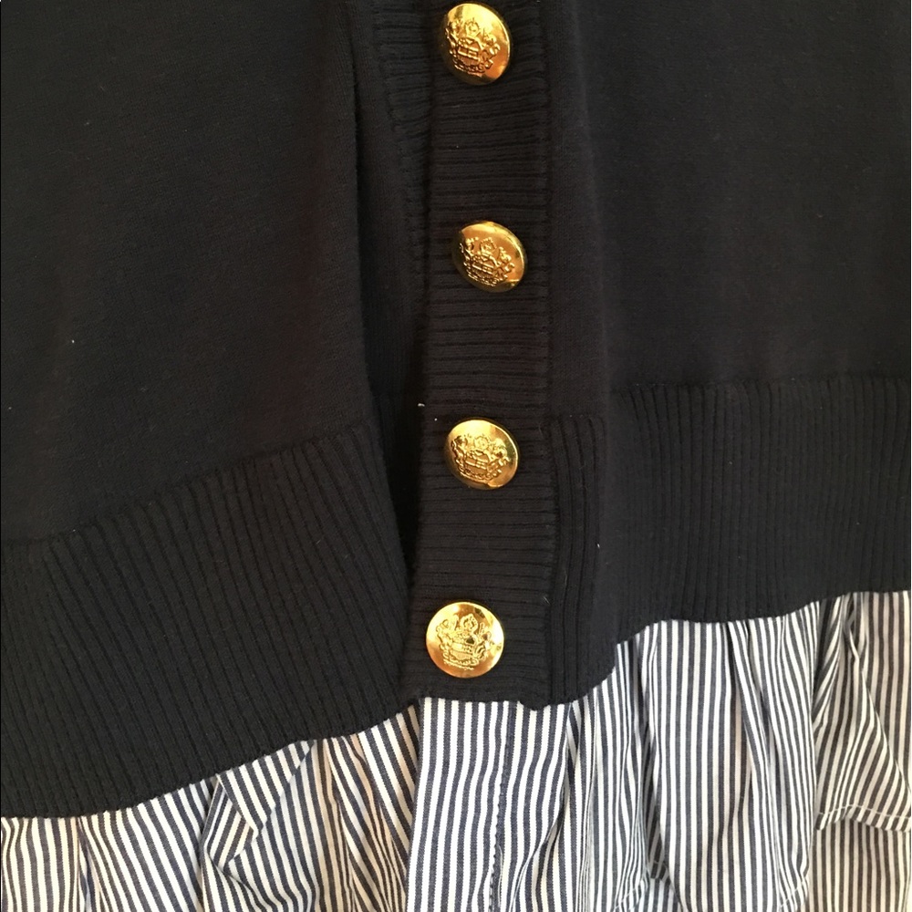 Navy Cardigan with Ruffle Blouse - Picture 2 of 2