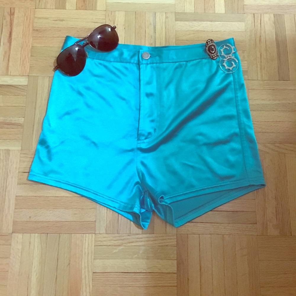 High Waisted Electric Blue Disco Shorts