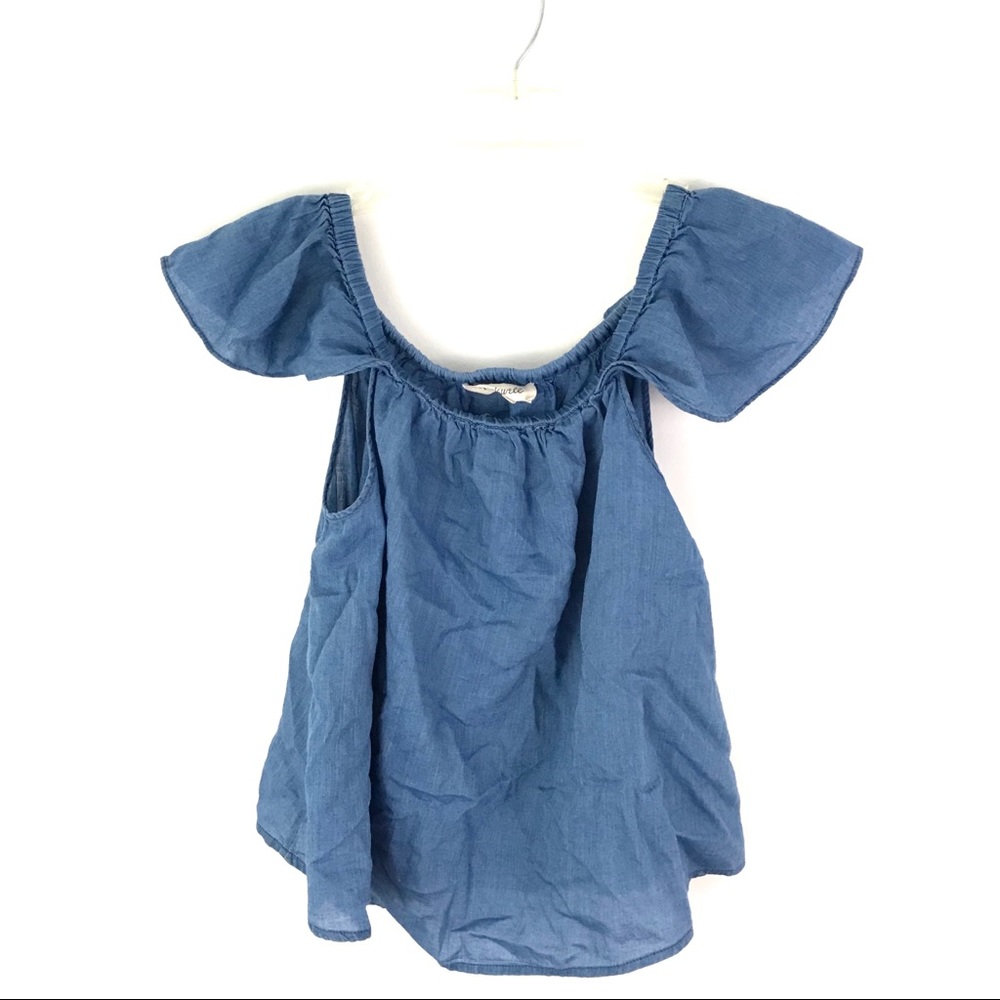 MADEWELL indigo cotton off-the-shoulder top - Picture 6 of 7