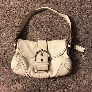 Authentic Coach White Leather Handbag