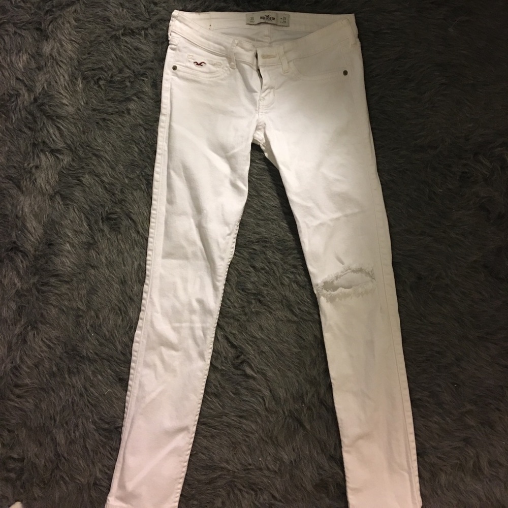 Hollister Co Super Skinny Ripped White Jeans