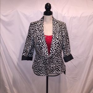 🆕 Kasper Black and White Animal Print Blazer