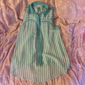 Turquoise Striped Top