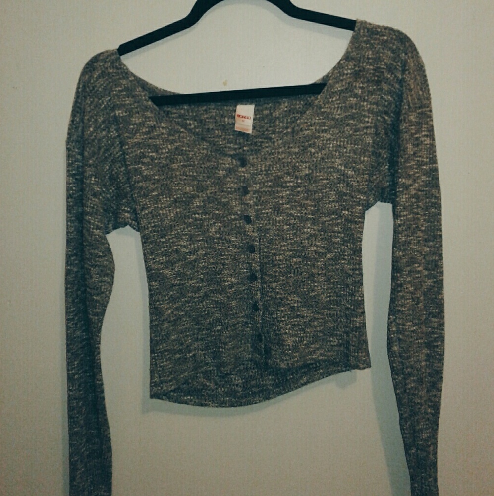 Medium Grey Scoop Neck Cropped Shirt