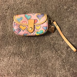 Dooney and Bourke Heart Print Lavender Wristlet