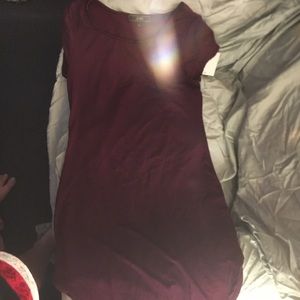 Maroon dress with black stripes