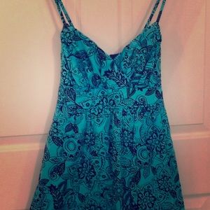Turquoise and black paisley dress with straps