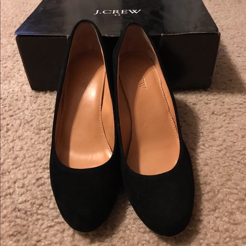 Black Suede Wedges by J Crew Size 6.5
