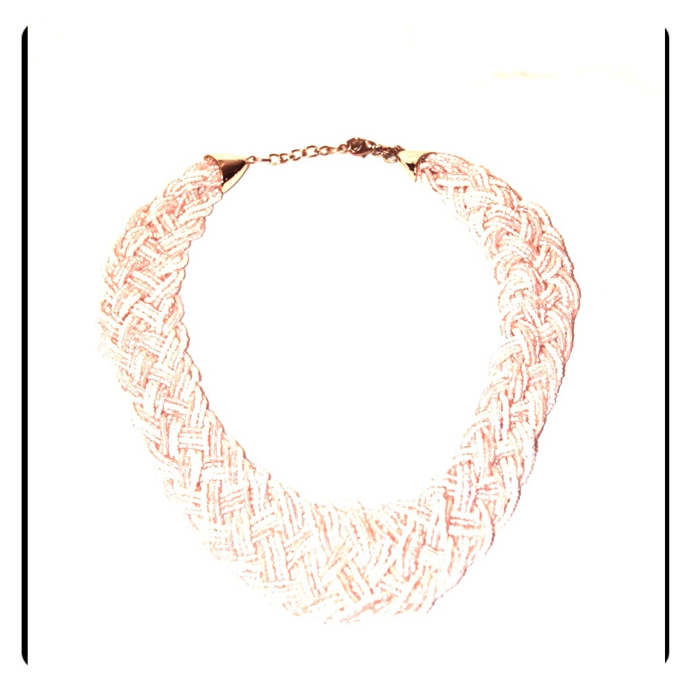 Pink Beaded Braid Necklace