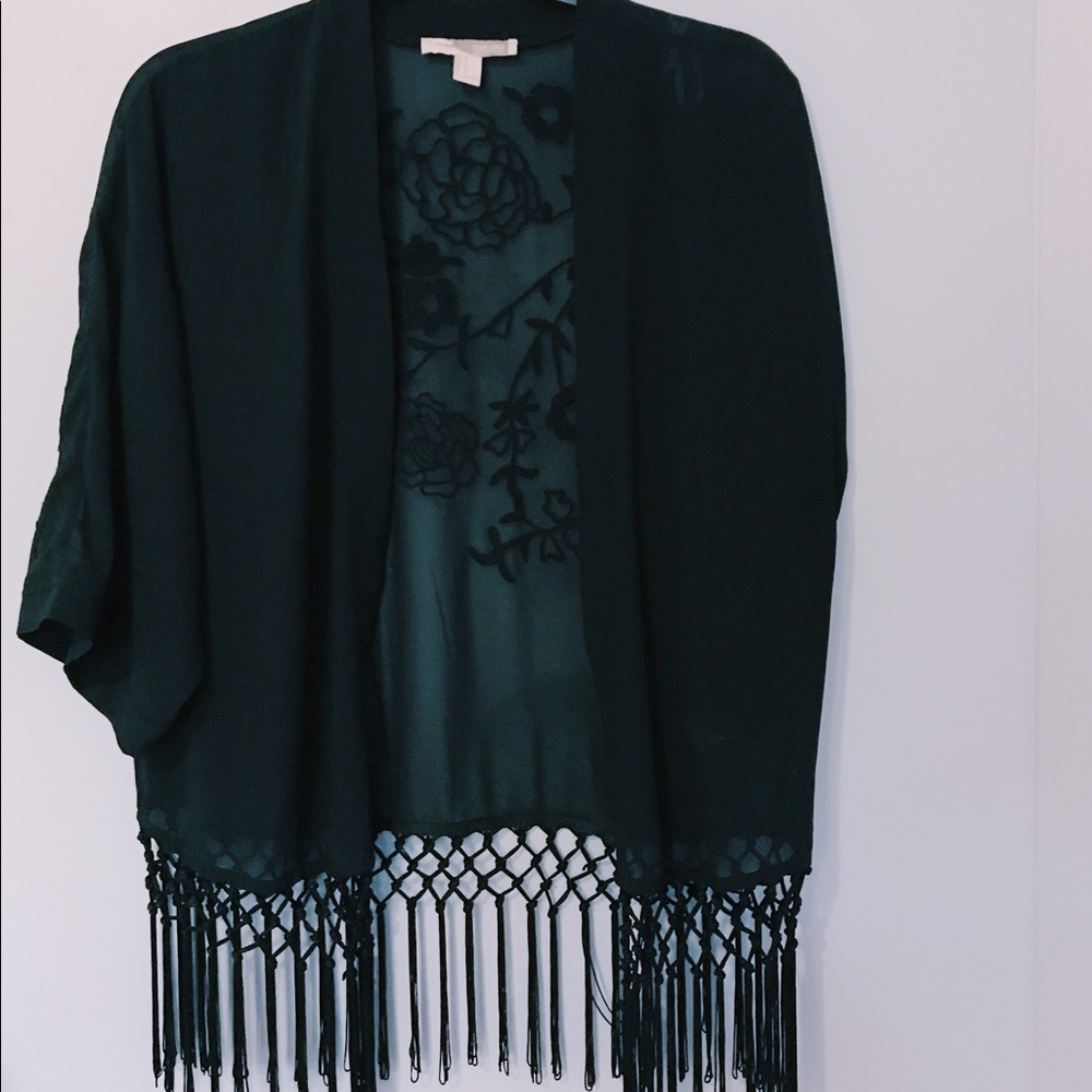 Black sheer short sleeve cardigan