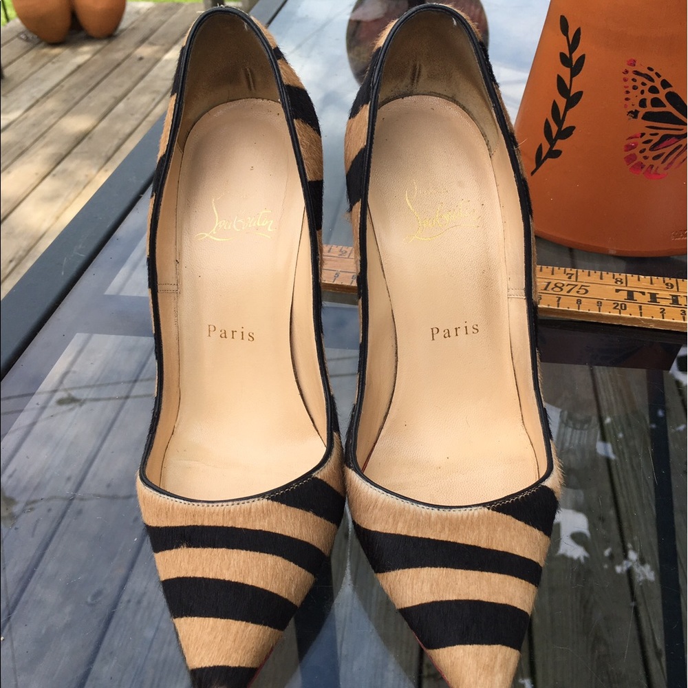 Christian Louboutin pony hair zebra heels size 36