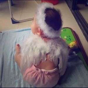 New White baby photo prop angel wings and halo.