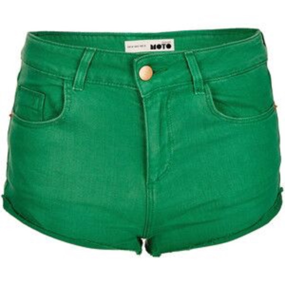 Topshop moto green denim Jean hotpants shorts