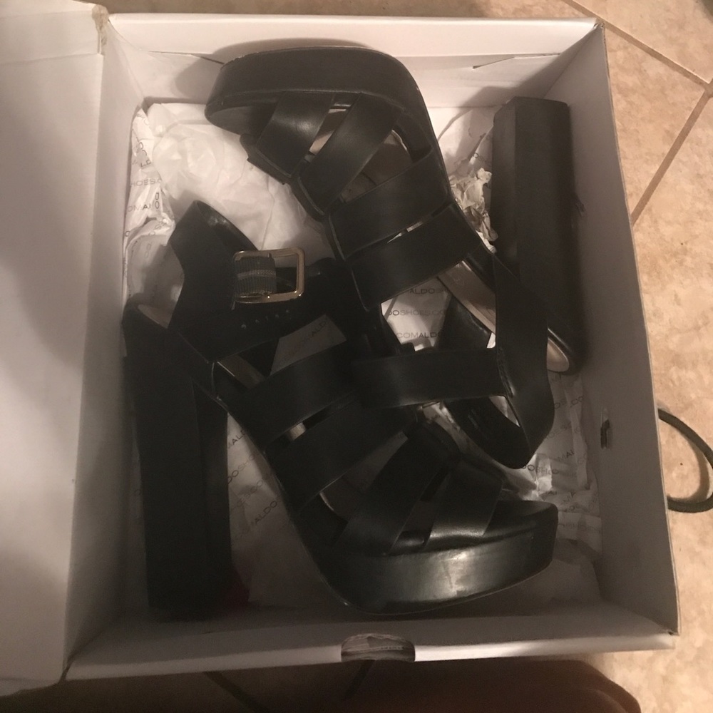 Black chunky heels