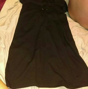 Short black laced up front dress