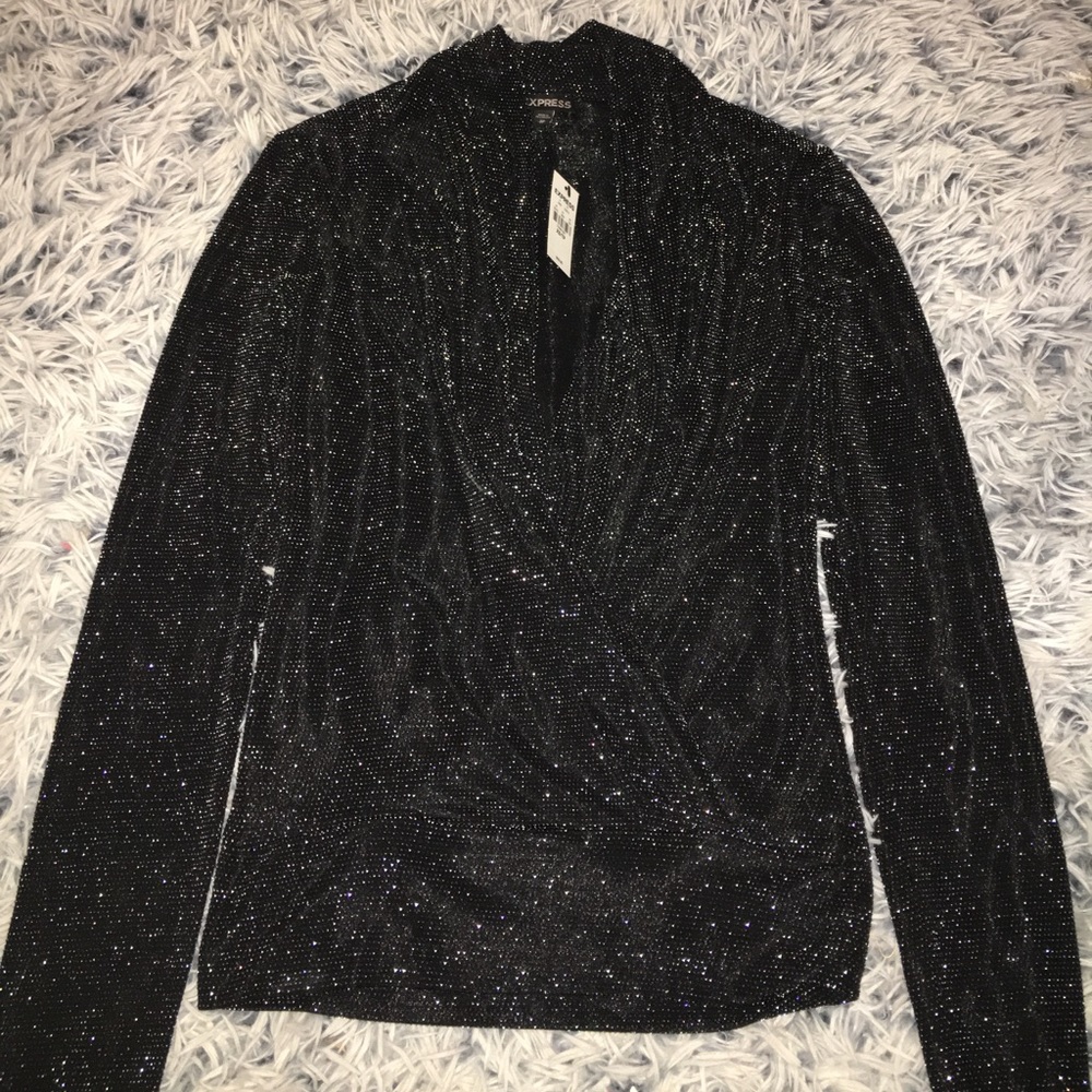 NWT Express slinky low cut stretchy glittery top