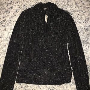 NWT Express slinky low cut stretchy glittery top