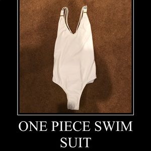 A white one piece swim suit.