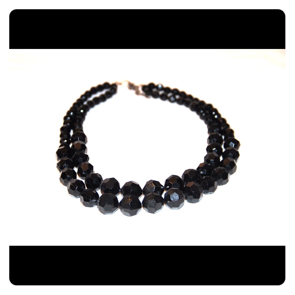 Black Beaded Statement Necklace