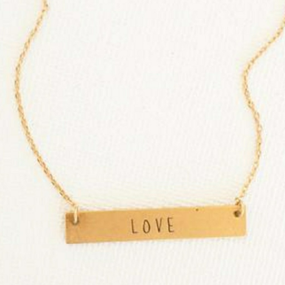 LOVE Gold bar layering necklace