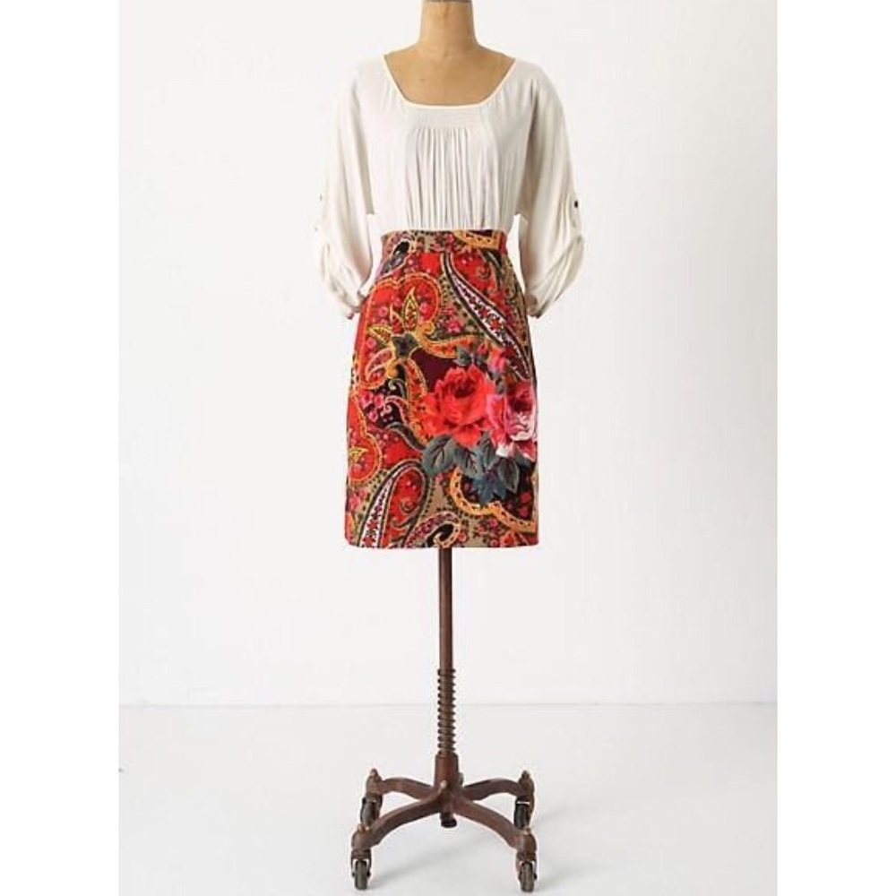 Anthropologie Edme Esyllte Paisley Corduroy Dress
