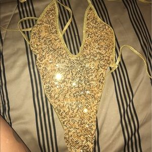 *SOLD ON Ⓜ️* Dancewear Gold Sequin One piece G str