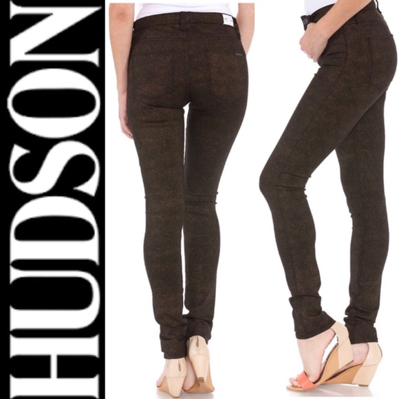 Hudson Jeans Denim - Hudson Nico Midrise Skinny Gold Sparkle Jeans