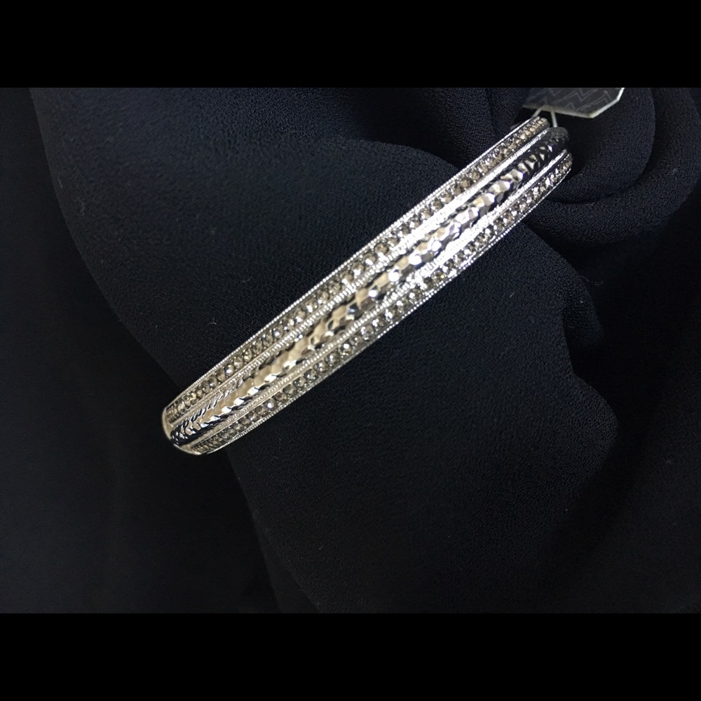 Nadri Pave Crystal Silver Bangle Bracelet