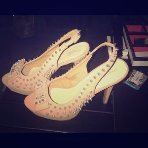 Tan Pumps with Studs