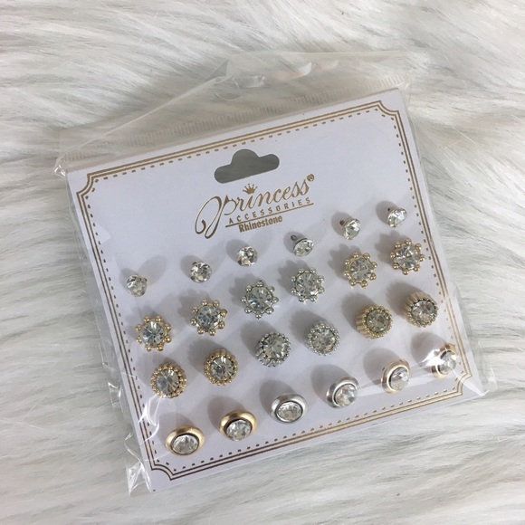 🏷 New silver & gold rhinestone earrings - Picture 4 of 5