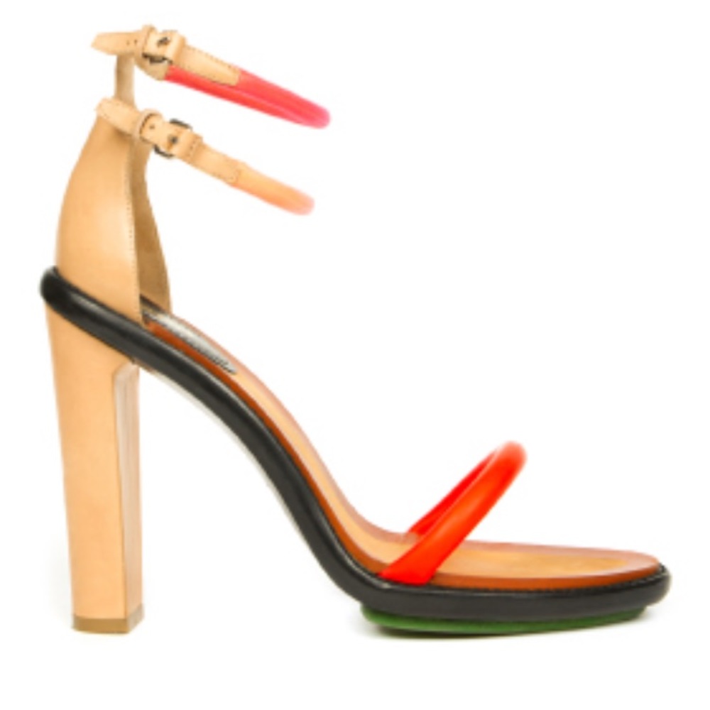 Kenzo Strappy heel Neon Orange Pink & Nude