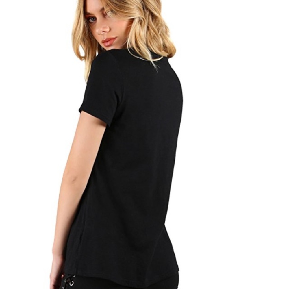Cutout Low Cut Choker Top Short Sleeve Tee XS - L - Picture 2 of 5