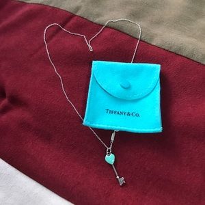 Tiffany enamel blue heart key