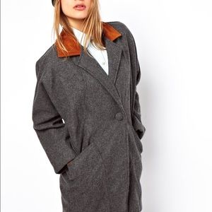 American Apparel Wool Coat in Gray Petite