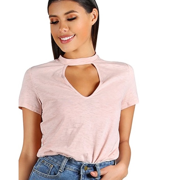 fairlygirly Tops - Cutout Choker Top Short Sleeve Tee