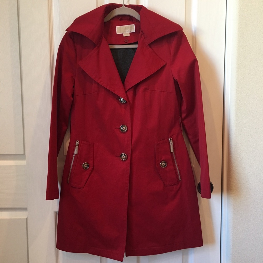 MICHAEL Michael Kors red hooded trench coat