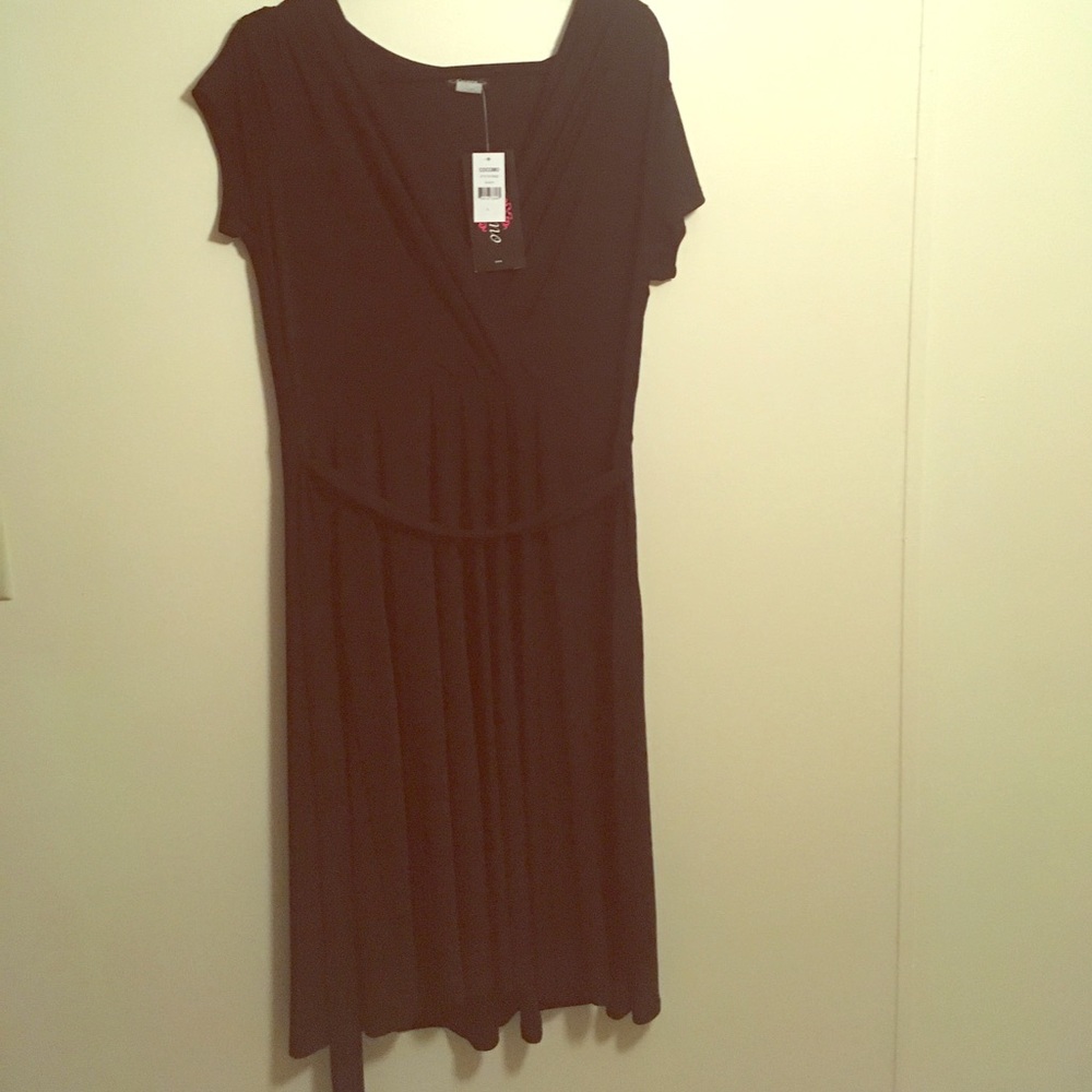 Mid-length simple black dress