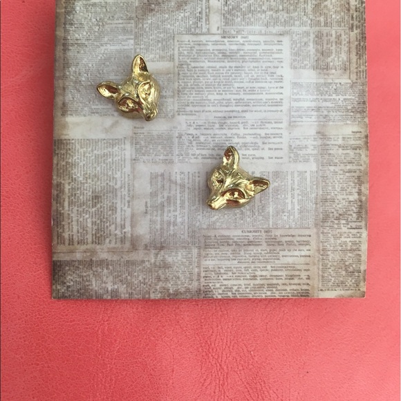 Jewelry - Gold fox head earrings