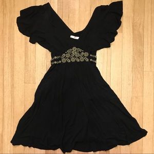 Flutter sleeve embroidered dress