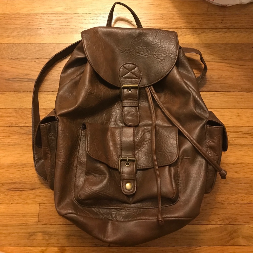 Faux Leather Black Backpack