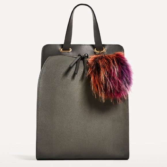 Zara Bags Zara Grey Crossbody Backpack With Pom Detail Poshmark
